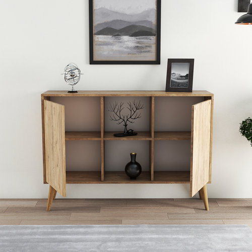 Millwood Pines Jaffrey Mid Century Modern Console Table 55" Credenza 2